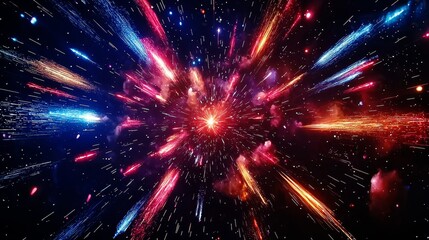 Fototapeta premium Dazzling Hexagonal Firework Lights Up the Night Sky with Radiant Cosmic Burst