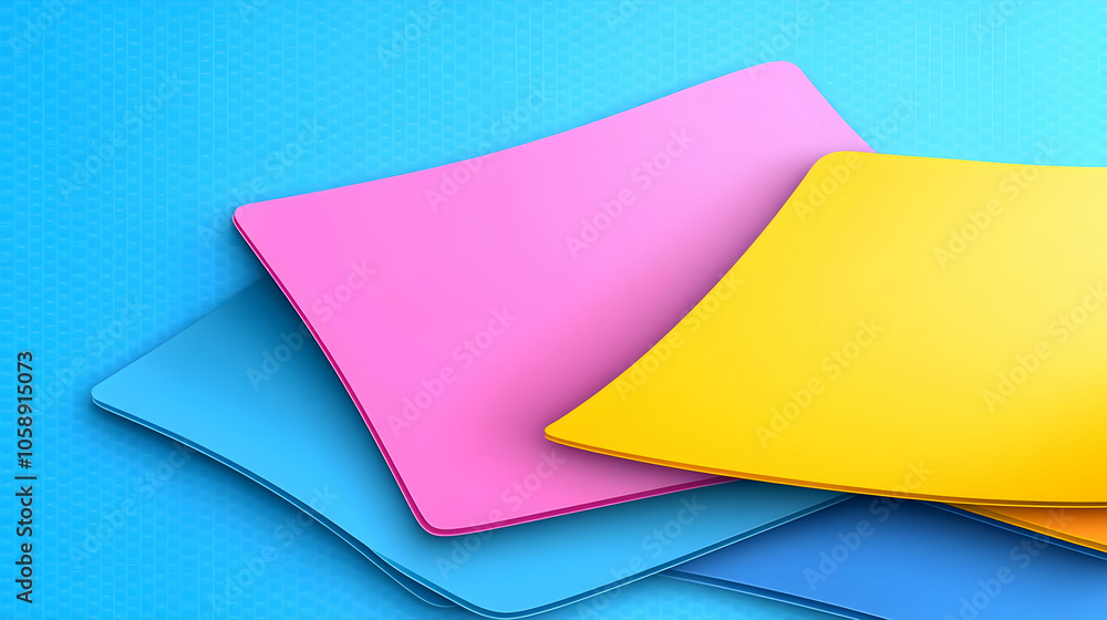 Poster abstract background with colorful square paper shapes.