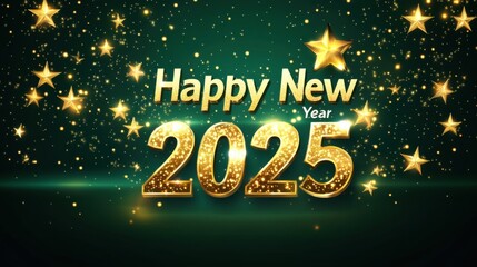 Stylish Gold Happy New Year 2025 Design