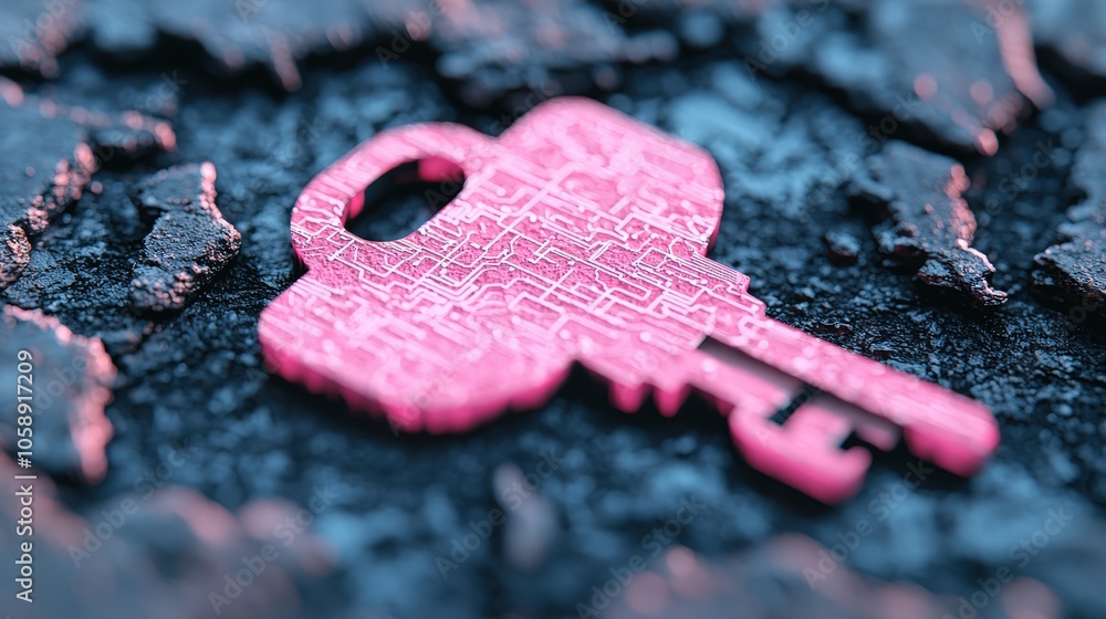 Poster futuristic digital keyhole with holographic data streams cybersecurity concept
