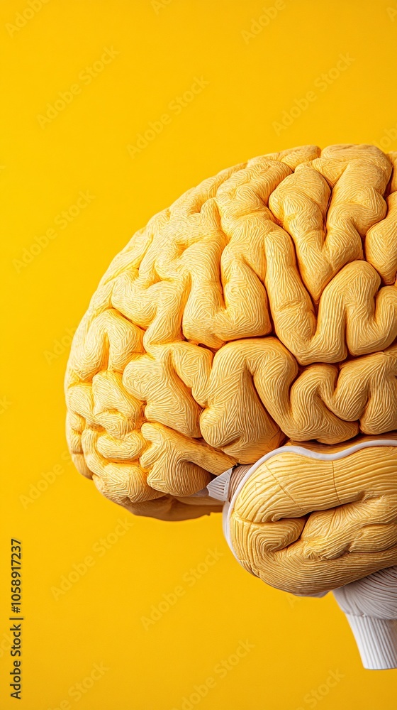 Poster Detailed 3D brain model illustrating specific areas for neurosurgery with focus on central brain structures with copy space for text