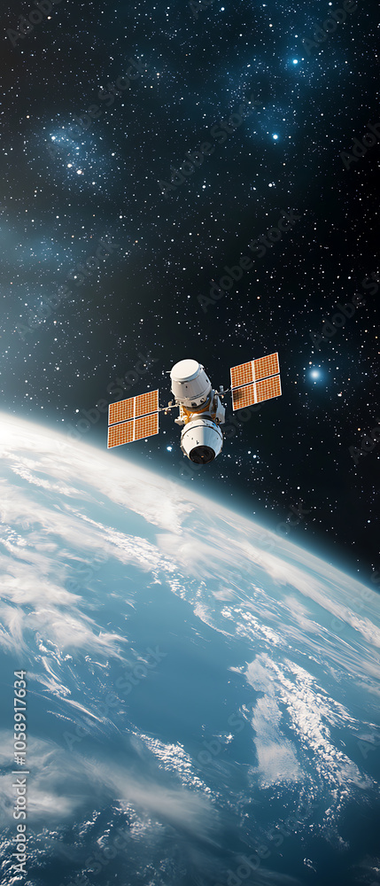 Poster satellite surveillance capturing earth's dynamic data streams from above