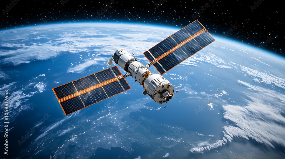 Aufkleber exploring the future of space a close-up look at satellite technology and holographic data streams i