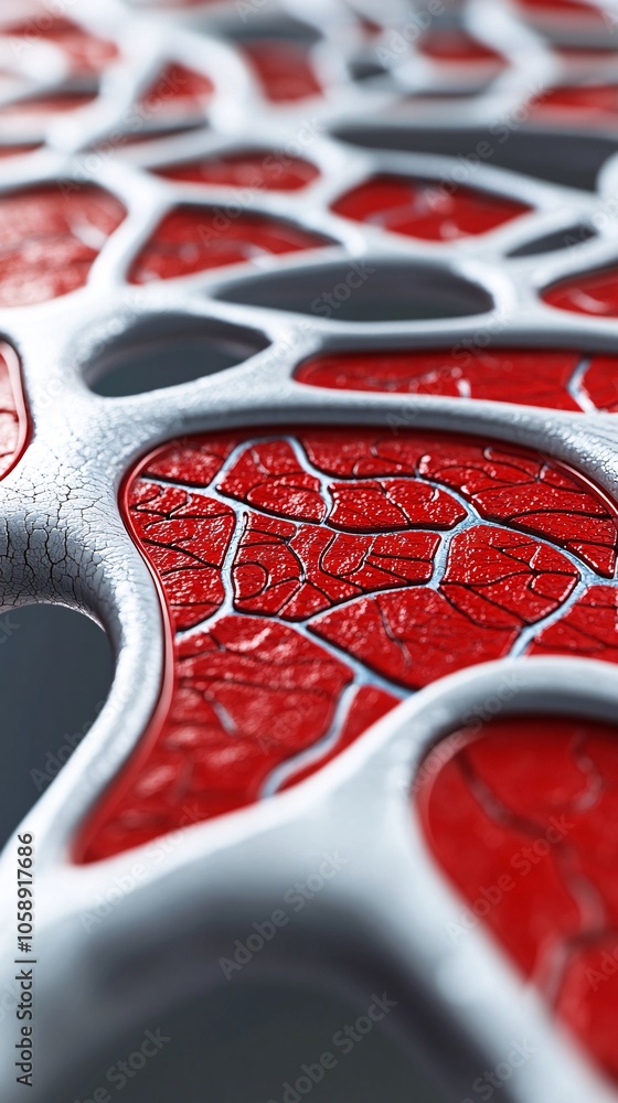 Fototapete intricate 3d rendering of brain arteries and veins with highlighted regions relevant to brain surger