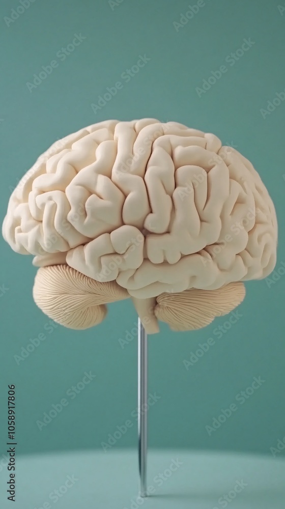 Poster Brain model with surgical focus on cerebral cortex and motor functions visualized in 3D with copy space for text