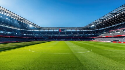 Modern Stadium Interior with Lush Green Field