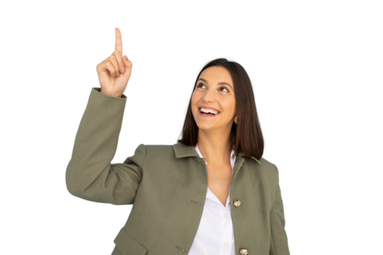 Modern businesswoman gesturing to emphasize an idea