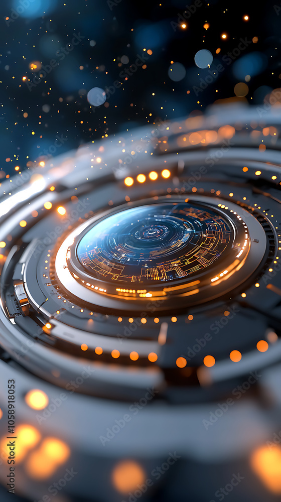 Aufkleber exploring the futuristic realm of satellite orbits a holographic data interface perspective
