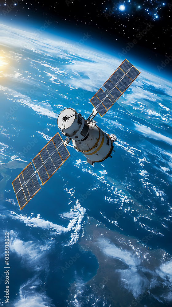 Poster advanced satellite technology a glimpse into holographic data interfaces in earth's orbit