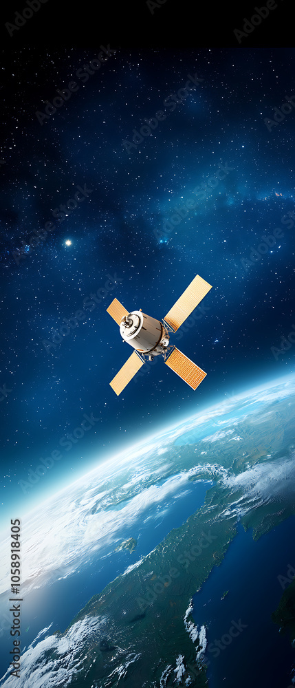 Poster exploring the future of satellite networks holographic orbit paths and their impact on global connec