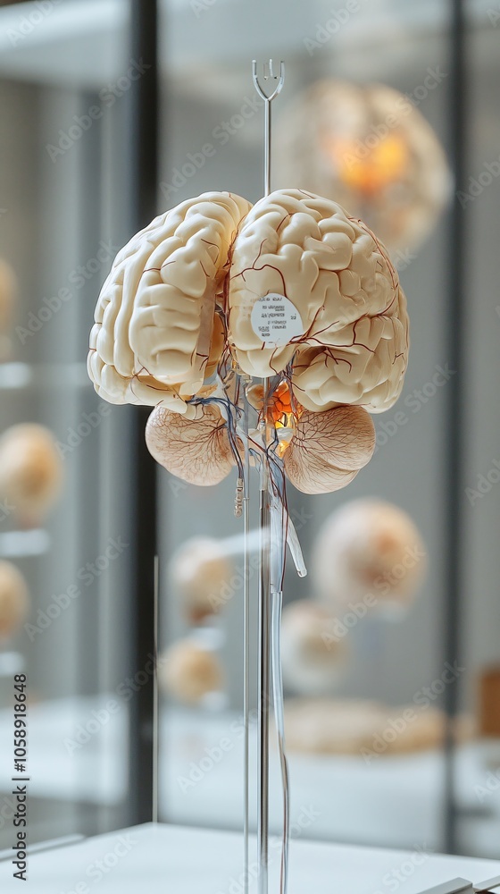 Aufkleber Detailed 3D model showing neural tissue and mapped areas for surgical reference with copy space for text