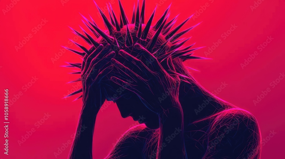 Poster abstract representation of emotional struggle with vivid colors and striking visuals.