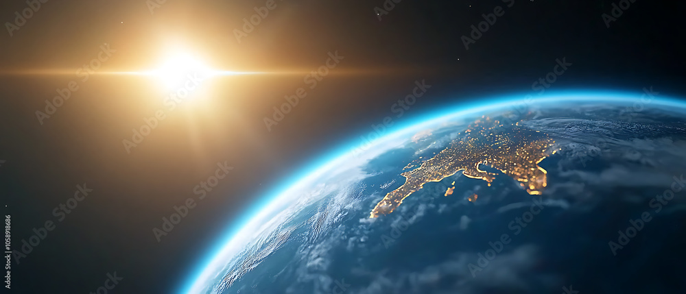 Aufkleber exploring the future holographic satellite network visualization in earth’s orbit