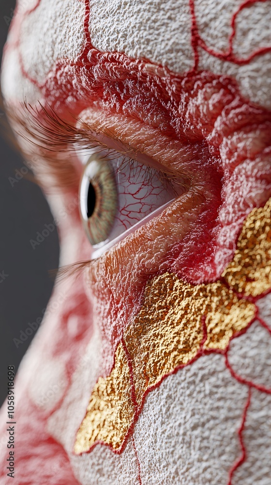 Aufkleber Detailed 3D model showing neural tissue and mapped areas for surgical reference with copy space for text