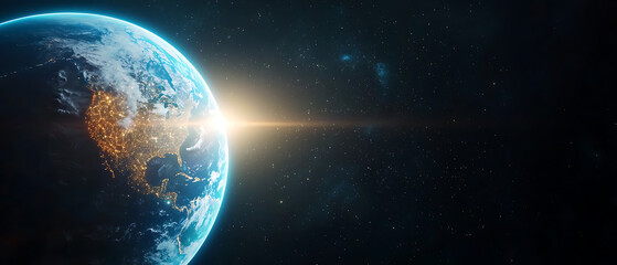 Obraz premium Exploring the future of satellite networks holographic beams illuminating global connectivity