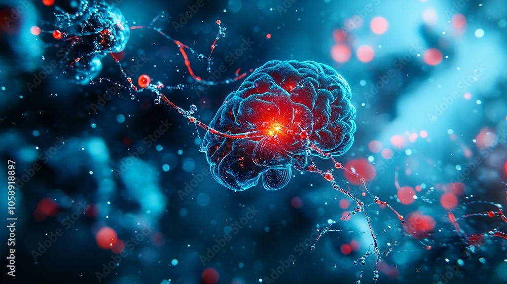 Aufkleber 3d-rendered brain displaying detailed blood vessels and neural pathways, focusing on potential surgi