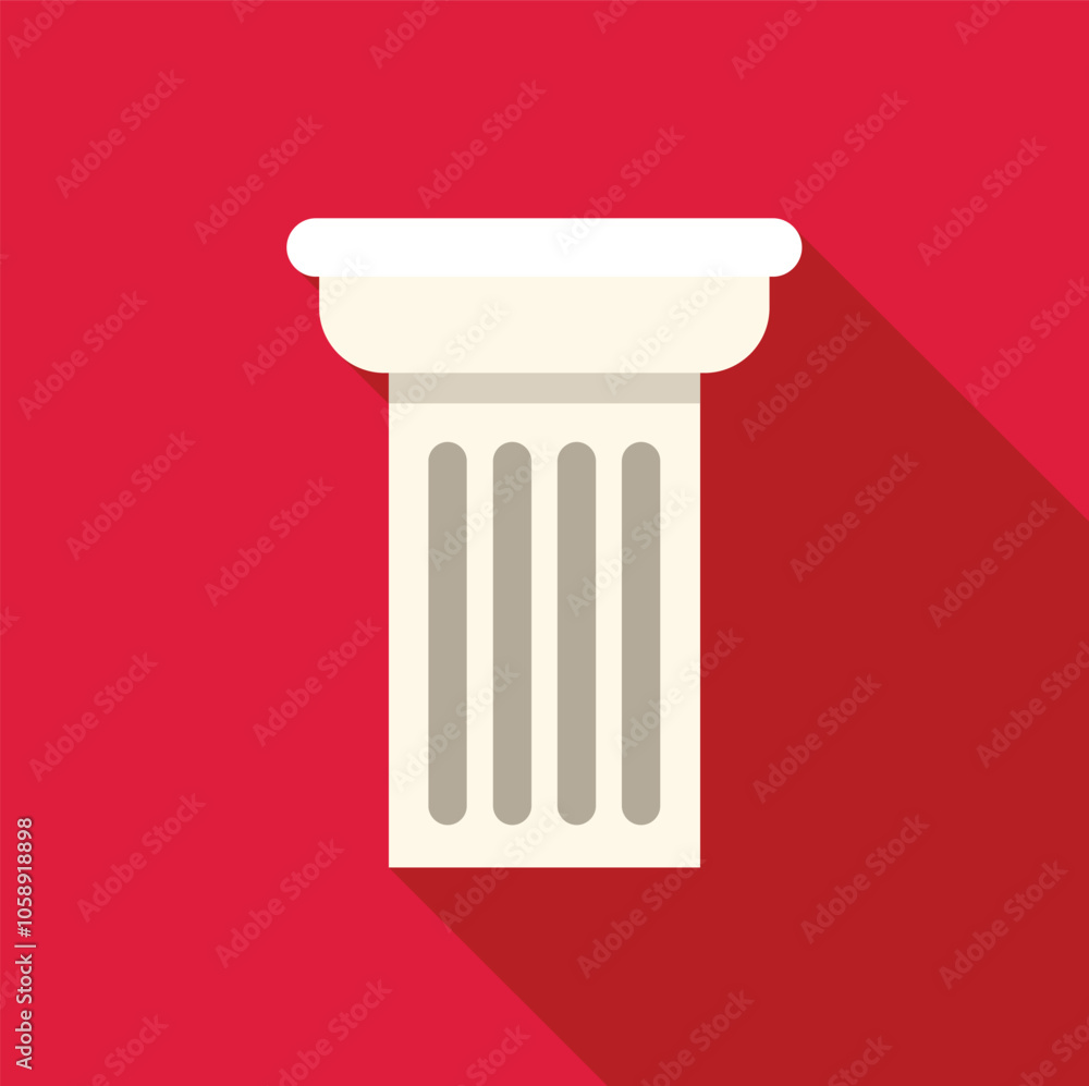 Aufkleber architectural detail of fluted column with capital on red background symbolizing classical style and