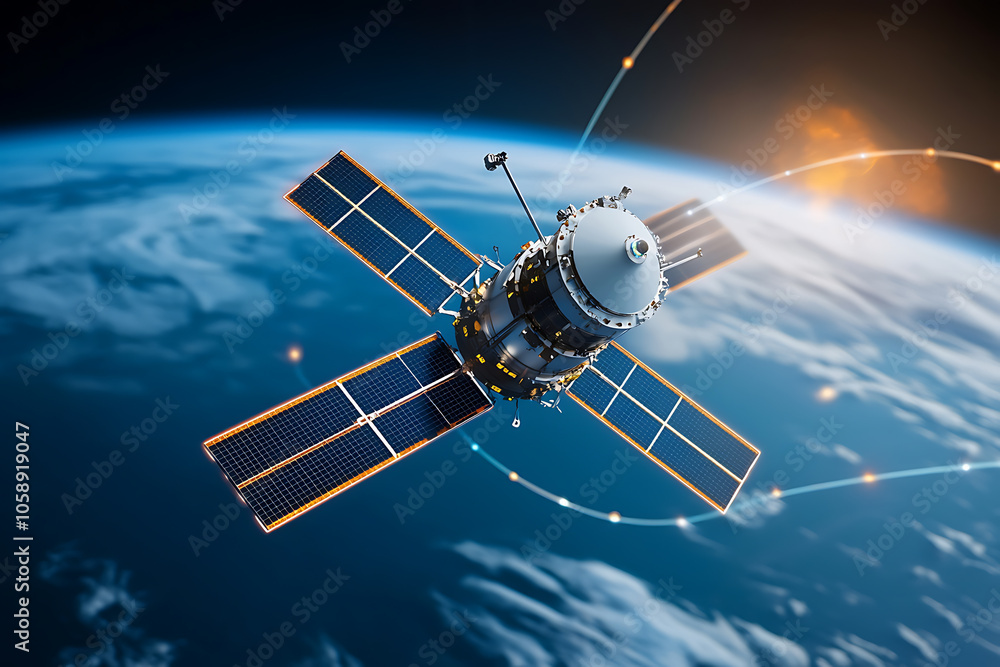 Poster exploring the future of earth observation satellite technology and high-tech sensors for advanced da