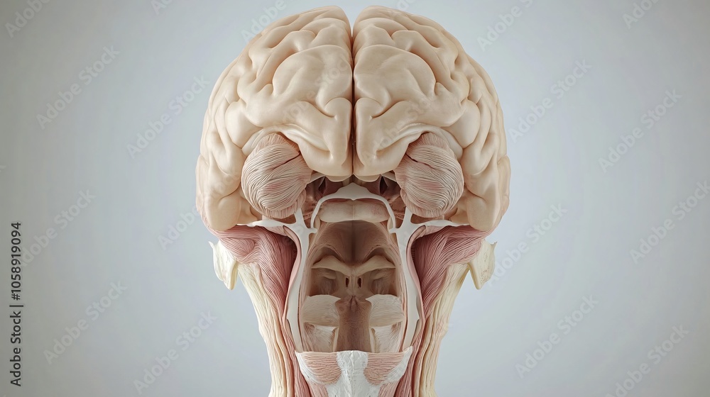 Aufkleber High-resolution 3D brain anatomy showing key regions for neurosurgery and highlighted intervention sites with copy space for text