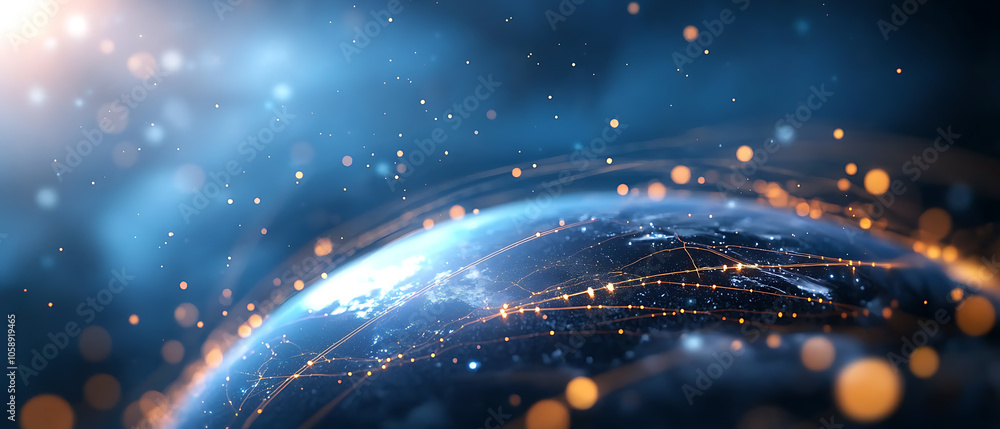Poster exploring the high-tech world of satellites vibrant orbits and advanced sensors in space