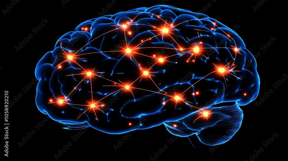 Poster realistic brain model in 3d with emphasized surgical access points and clearly labeled lobes with co