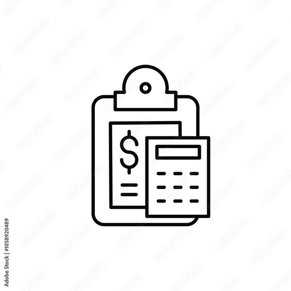 Poster financial report thin outline icon vector design good for web or mobile app