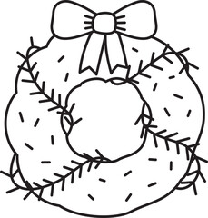 Christmas Wreath Outline Illustration