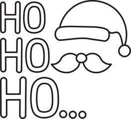 Ho Ho Ho Merry Christmas Outline Illustration