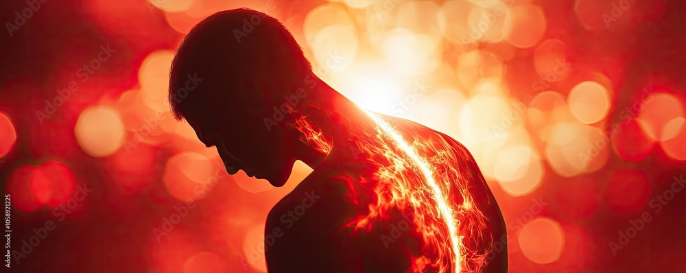 Poster conceptual image of a person reflecting deep thoughts with glowing elements.