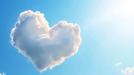 Heart Shaped Cloud Drifting Gently in Serene Blue Sky Ethereal and Romantic Scenery