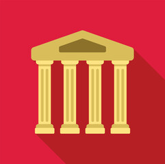 Fototapeta premium Architectural illustration featuring four columns supporting a triangular pediment, symbolizing a bank, government building, or courthouse