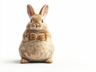 Fototapeta premium Incredibly Plump and Fluffy Rabbit Posing Against a White Background