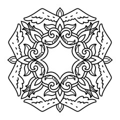Circular pattern in form of mandala for Henna, Mehndi, tattoo, decoration. Decorative ornament in ethnic oriental style. Coloring book page. Mandala with wings, frame