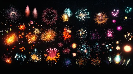 Fototapeta premium Mesmerizing Fireworks Display in the Night Sky Vibrant Colorful Explosions of Light and Energy