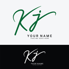 K, J, KJ Initial letter logo. Alphabet KJ Handwritten Signature logo