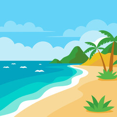 beach with palm trees and sea