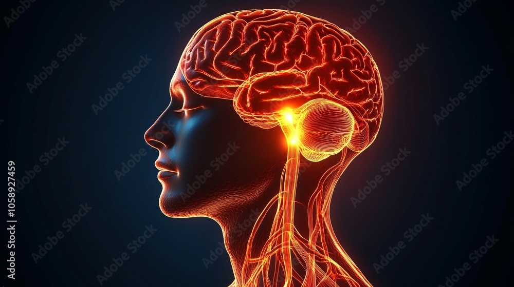 Poster specialist reviewing the blood vessels in a brain scan for signs of stroke with copy space for text