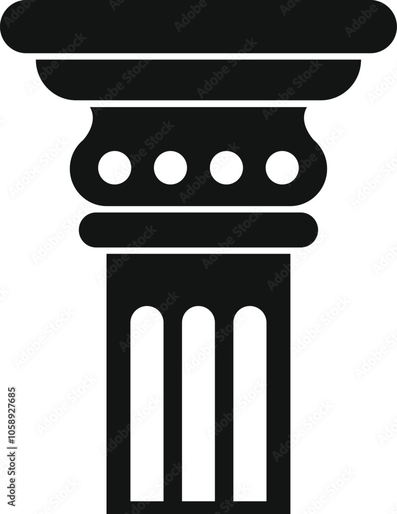 Poster simple black vector icon of a column, representing classical architecture and elegant design