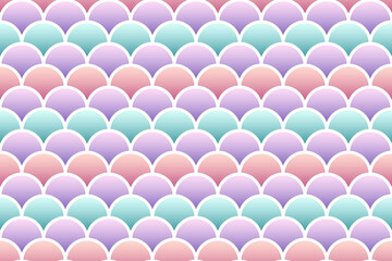 Reptile skin seamless texture. Marine backdrop with gradient. Cute fish scale pattern. Mermaid background. Purple pink print. Vector illustration. Retro sea wrapping paper.