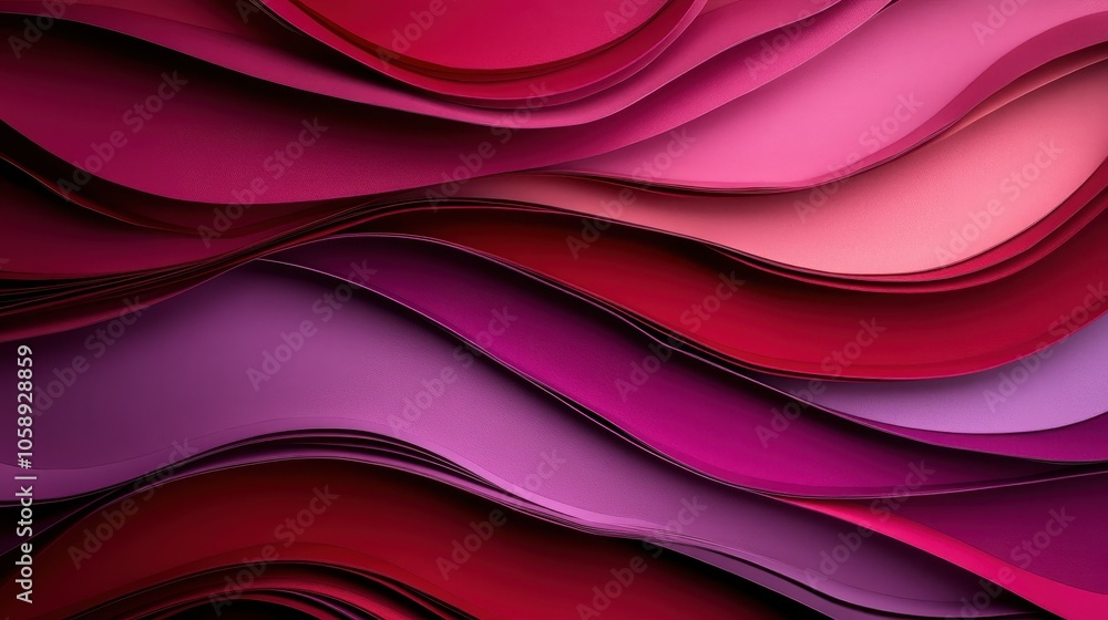 Poster this abstract composition features overlapping red waves creating a fluid sense of motion, capturing