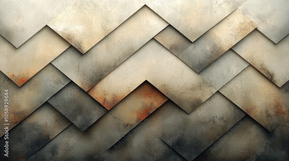Poster abstract geometric pattern with distressed textures