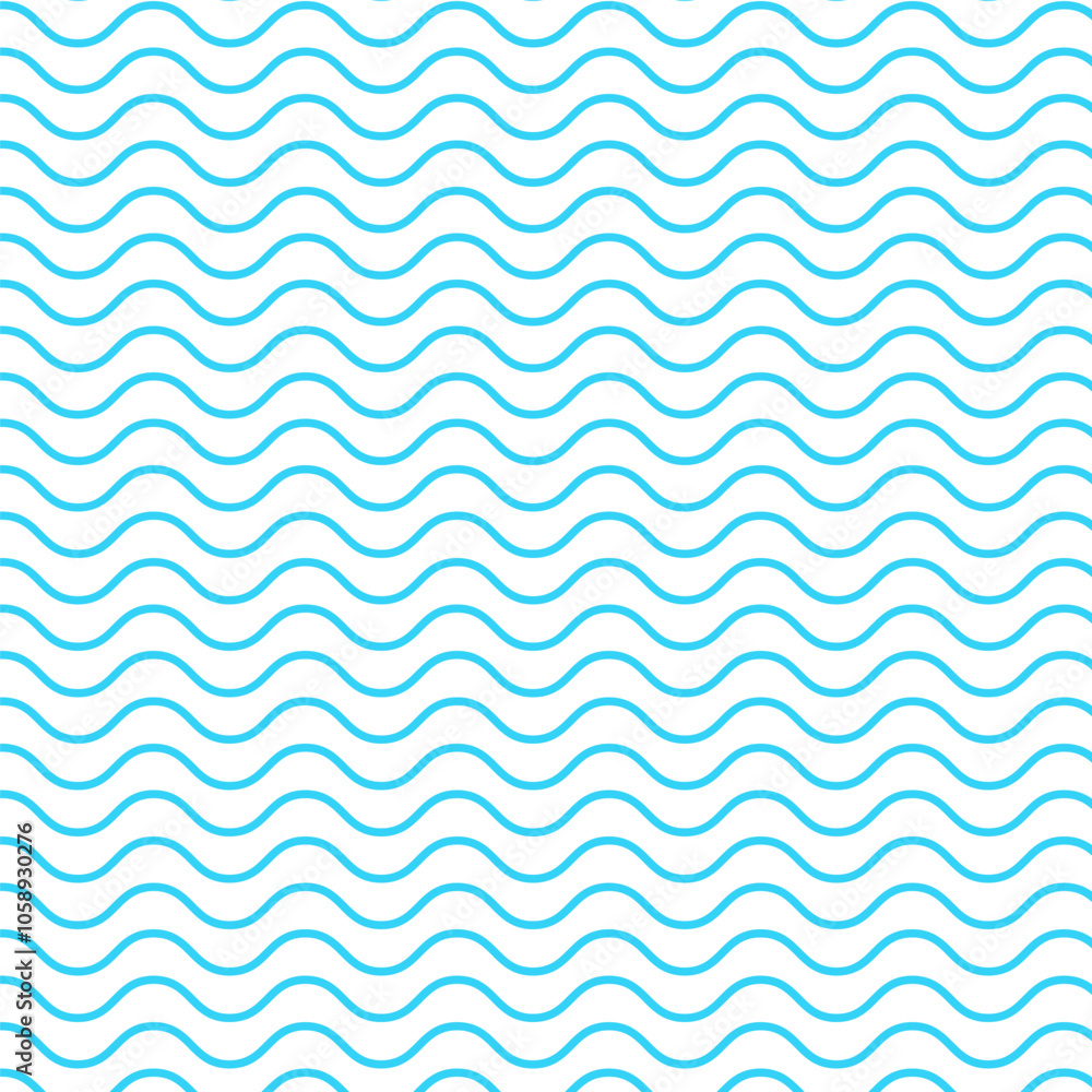 Wall mural blue wave repeat pattern.seamless pattern of curve wavy line isolated on white background.sea waves 