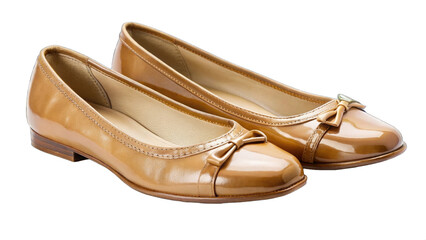 Fototapeta premium Brown shoes flat for woman accessory fashion stylish isolated on transparent background