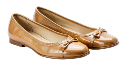 Brown shoes flat for woman accessory fashion stylish isolated on transparent background