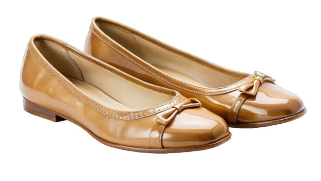 Brown shoes flat for woman accessory fashion stylish isolated on transparent background