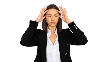 Stressed businesswoman with a headache