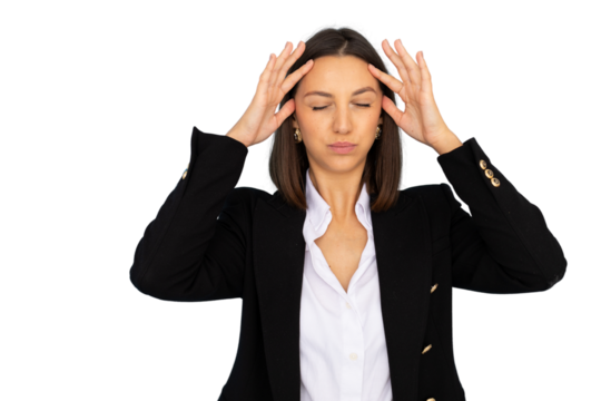 Stressed businesswoman with a headache