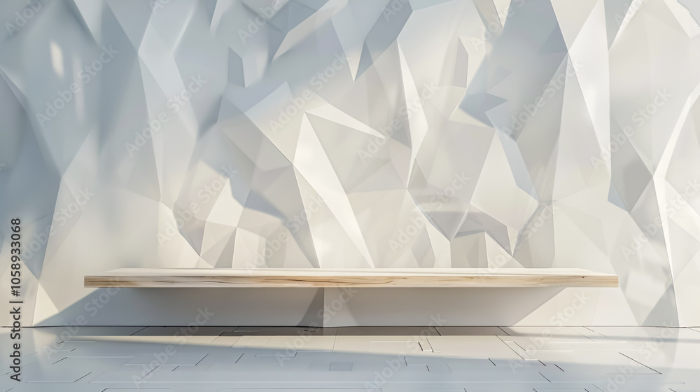 Poster elegant white abstract stage with futuristic geometric style, featuring simple lines and polygons, w