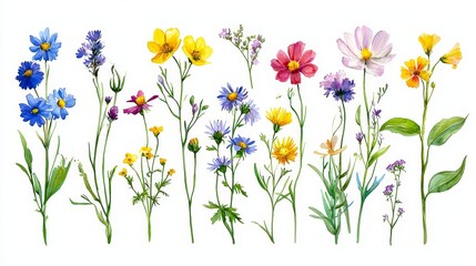 Vibrant Collection of Decorative Wildflowers in a Natural Setting