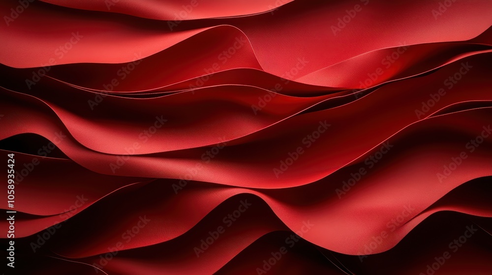 Poster curvy red abstract waves create a dynamic and vivid visual texture, embodying motion and energy, whi